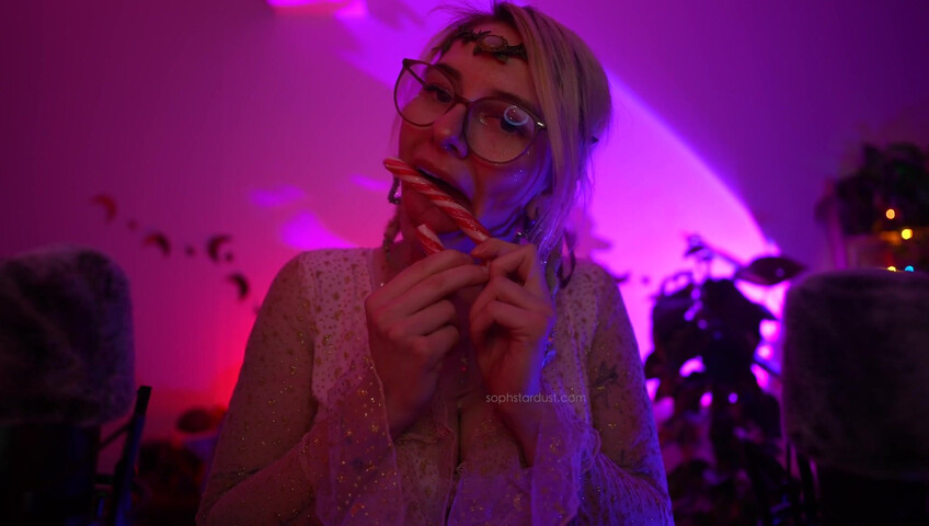 Soph Stardust ASMR Candy Cane licking & eating + topbra scratching 4K