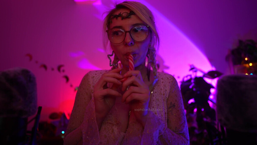 Soph Stardust ASMR Candy Cane licking & eating + topbra scratching 4K