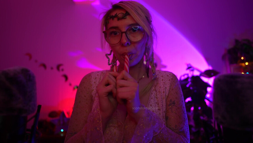Soph Stardust ASMR Candy Cane licking & eating + topbra scratching 4K