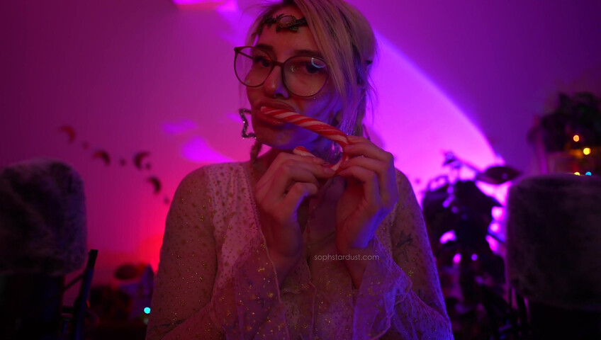 Soph Stardust ASMR Candy Cane licking & eating + topbra scratching 4K
