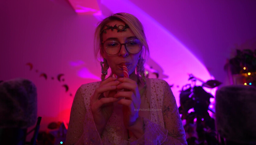 Soph Stardust ASMR Candy Cane licking & eating + topbra scratching 4K
