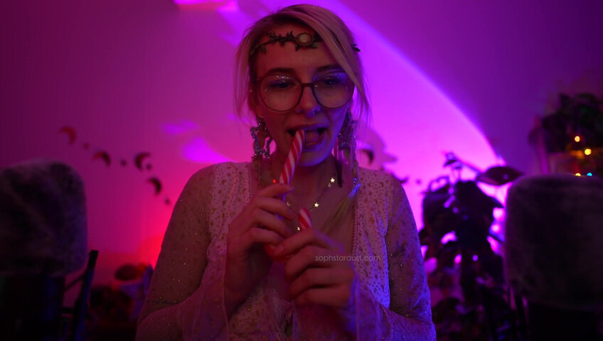 Soph Stardust ASMR Candy Cane licking & eating + topbra scratching 4K