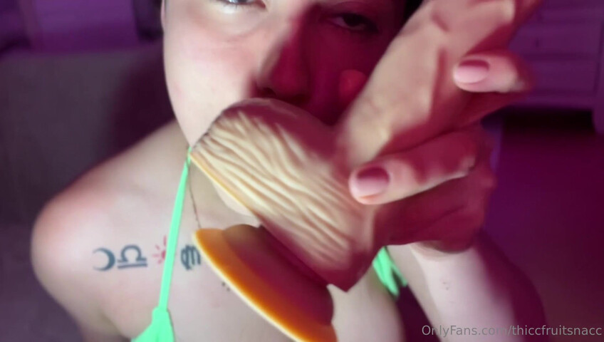 ThiccFruitSnacc ASMR - First Time Dildo Blowjob