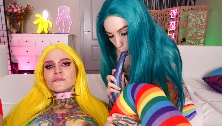 Purple Bitch -  Hot 4some in Fishnets