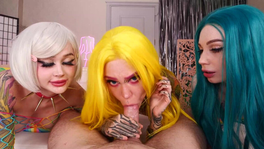 Purple Bitch -  Hot 4some in Fishnets