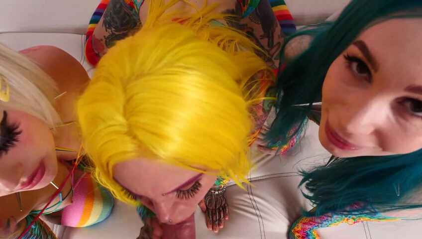 Purple Bitch -  Hot 4some in Fishnets