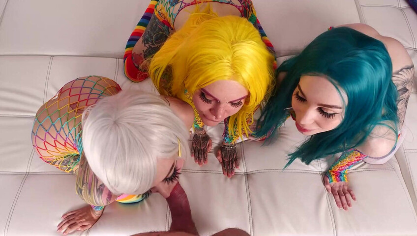 Purple Bitch -  Hot 4some in Fishnets