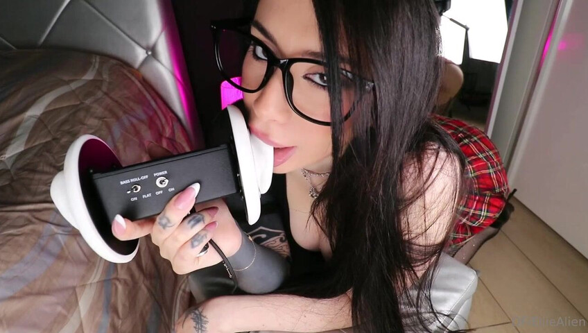 Ellie Alien ASMR - My School Girl Outfit | Ear Licking