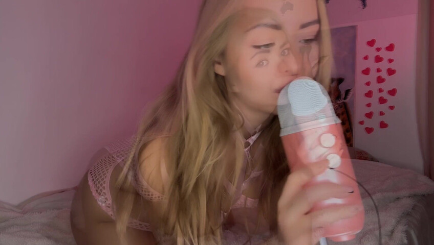 Kittysimka ASMR - Mic Licking & Pink Sexy Lingerie