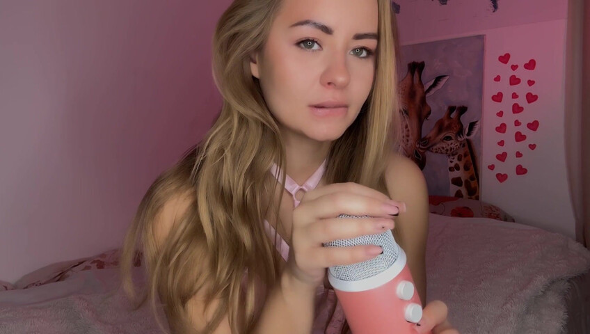 Kittysimka ASMR - Mic Licking & Pink Sexy Lingerie