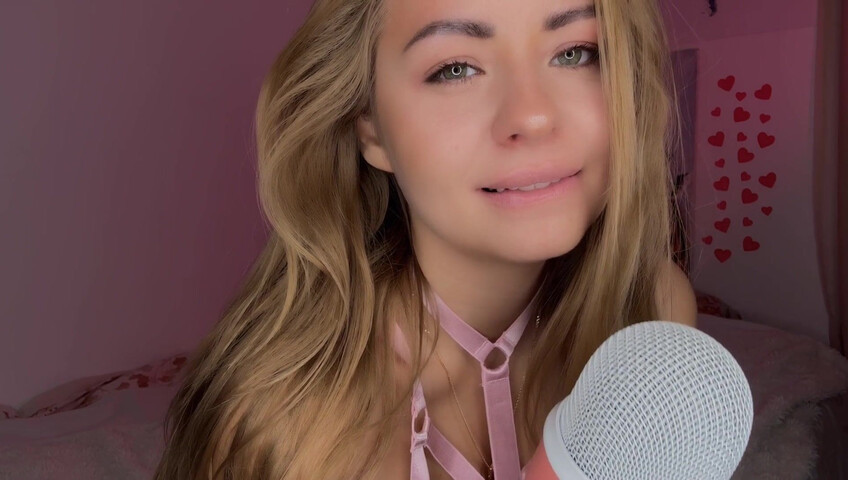 Kittysimka ASMR - Mic Licking & Pink Sexy Lingerie