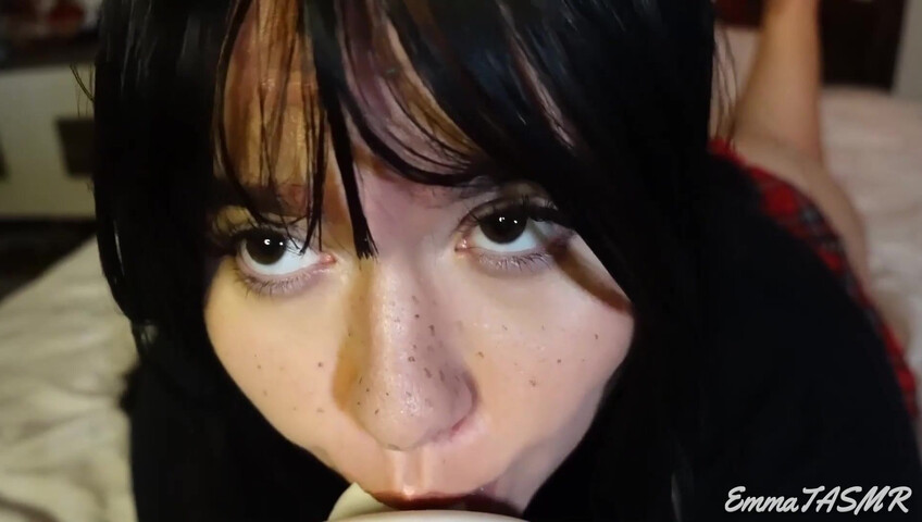 EmmaTASMR - Student Girl Makes You Cum | Wet Licking, Sucking, Jerking you off, Countdown, Pillow Humping, 3DIO
