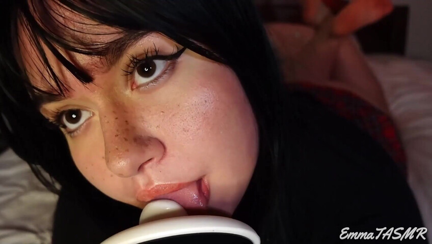 EmmaTASMR - Student Girl Makes You Cum | Wet Licking, Sucking, Jerking you off, Countdown, Pillow Humping, 3DIO