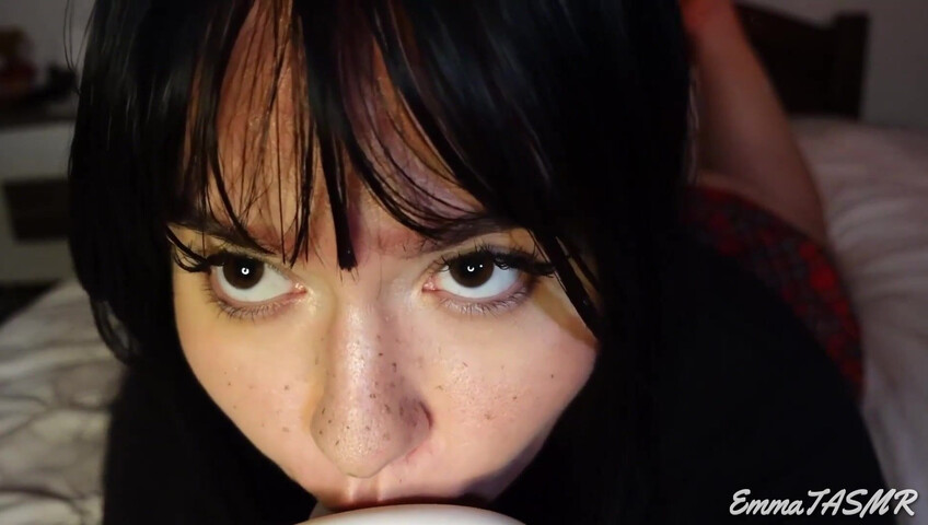 EmmaTASMR - Student Girl Makes You Cum | Wet Licking, Sucking, Jerking you off, Countdown, Pillow Humping, 3DIO