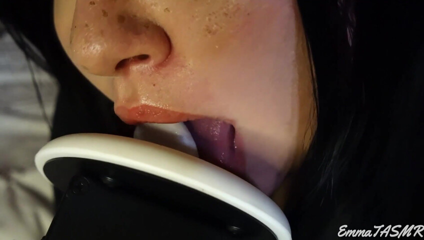 EmmaTASMR - Student Girl Makes You Cum | Wet Licking, Sucking, Jerking you off, Countdown, Pillow Humping, 3DIO