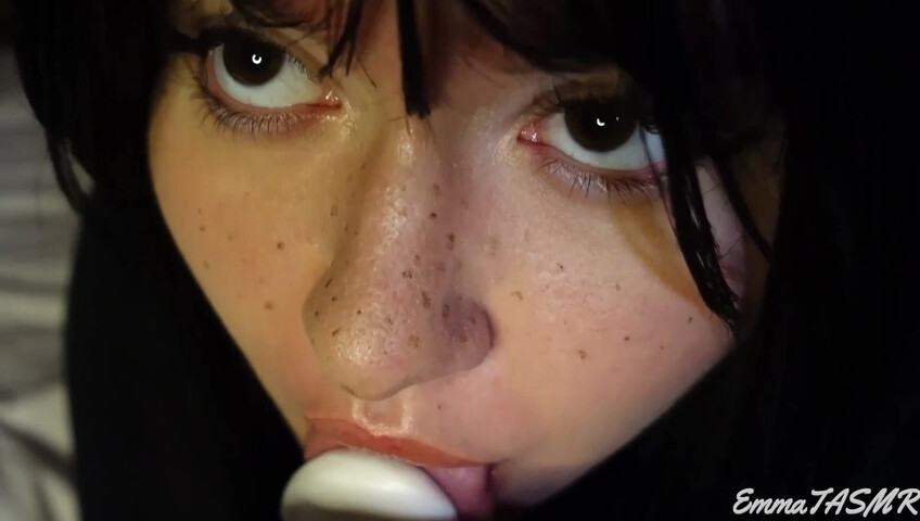 EmmaTASMR - Student Girl Makes You Cum | Wet Licking, Sucking, Jerking you off, Countdown, Pillow Humping, 3DIO