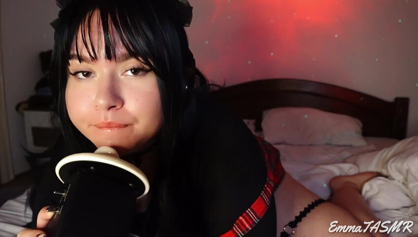 EmmaTASMR - Student Girl Makes You Cum | Wet Licking, Sucking, Jerking you off, Countdown, Pillow Humping, 3DIO