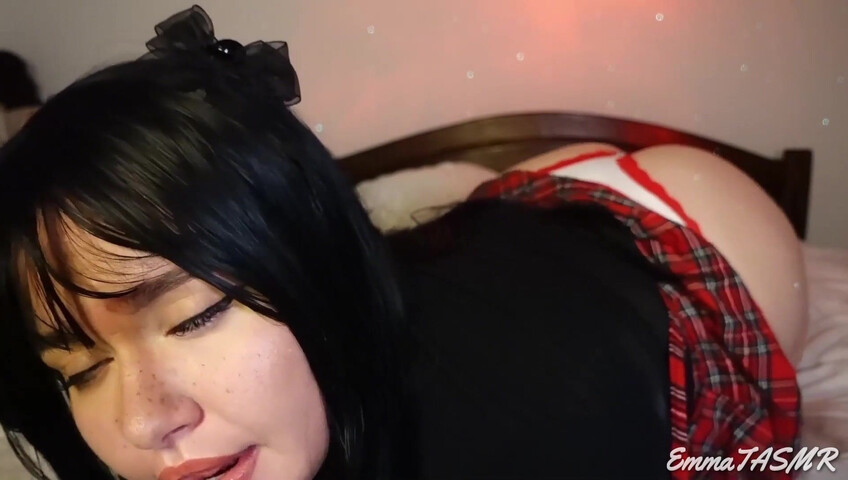 EmmaTASMR - Student Girl Makes You Cum | Wet Licking, Sucking, Jerking you off, Countdown, Pillow Humping, 3DIO