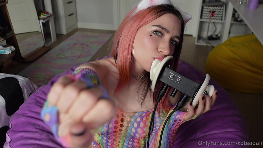ASMR Kotya - ASMR Ear Licking with Nipples!