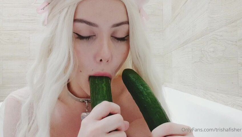 Trisha Fisher ASMR - Kissing and Sucking Cucumber