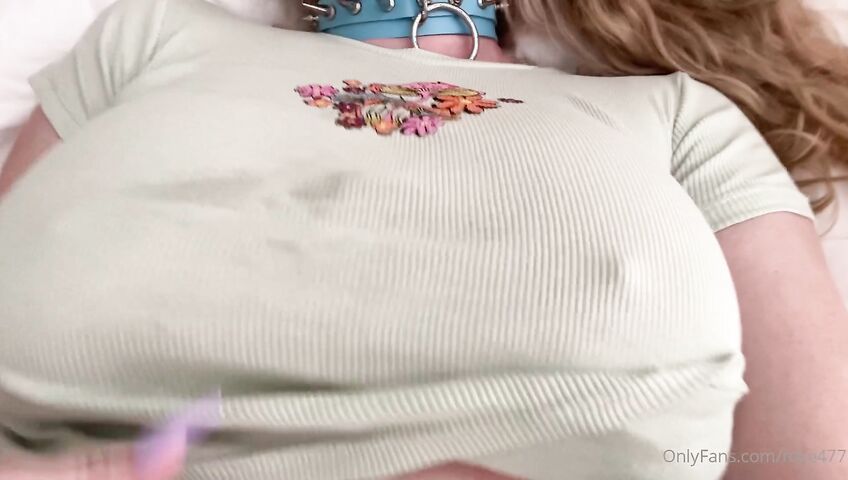 Rose ASMR - braless boob play and then dildo titfuck over bra