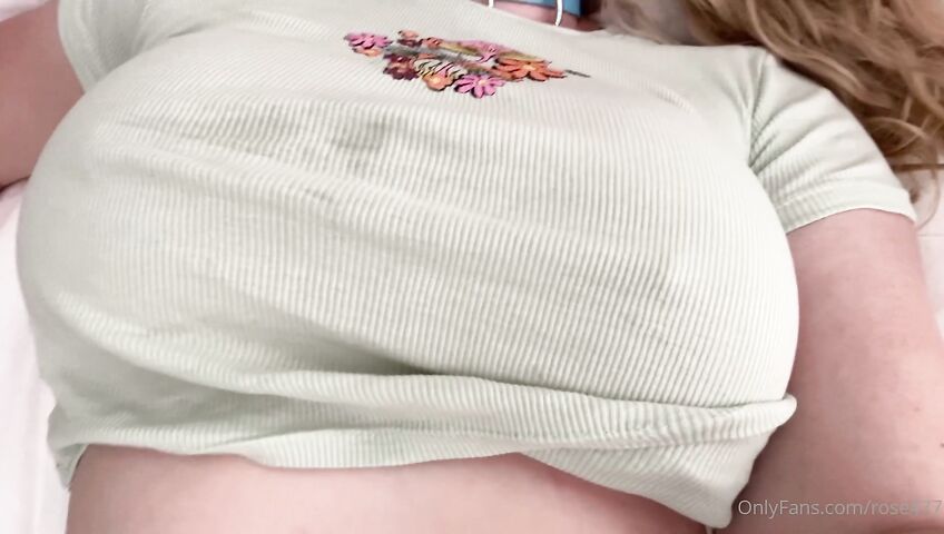 Rose ASMR - braless boob play and then dildo titfuck over bra