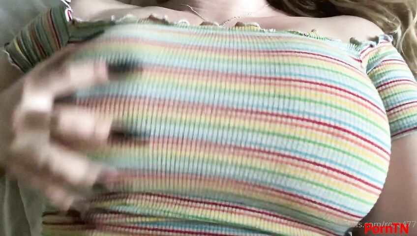 Rose ASMR - Big tits massage and nipple play over shirt