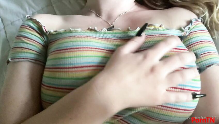 Rose ASMR - Big tits massage and nipple play over shirt