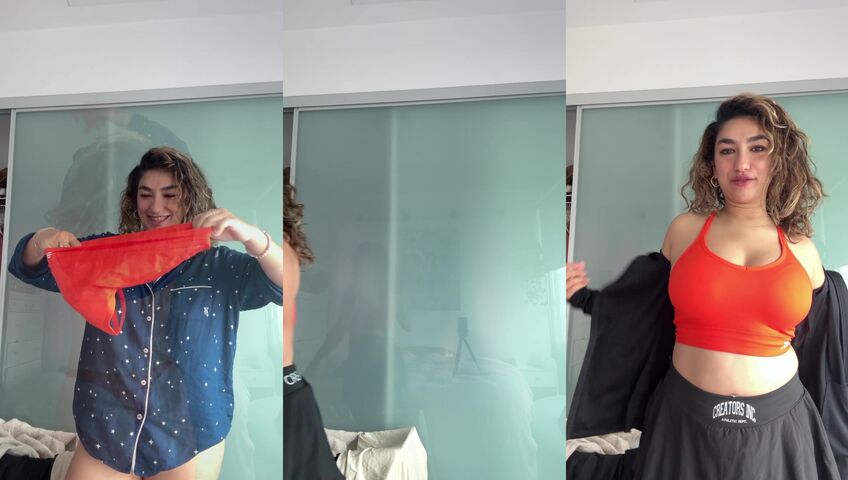 Leedah ASMR - Getting dressed (bare tits in the reflection behind her)