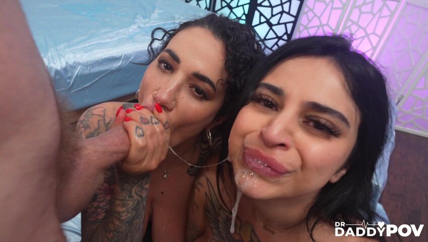 Voluptuous Arabelle Raphael and Azzy Star Worship the Doctor's Cock